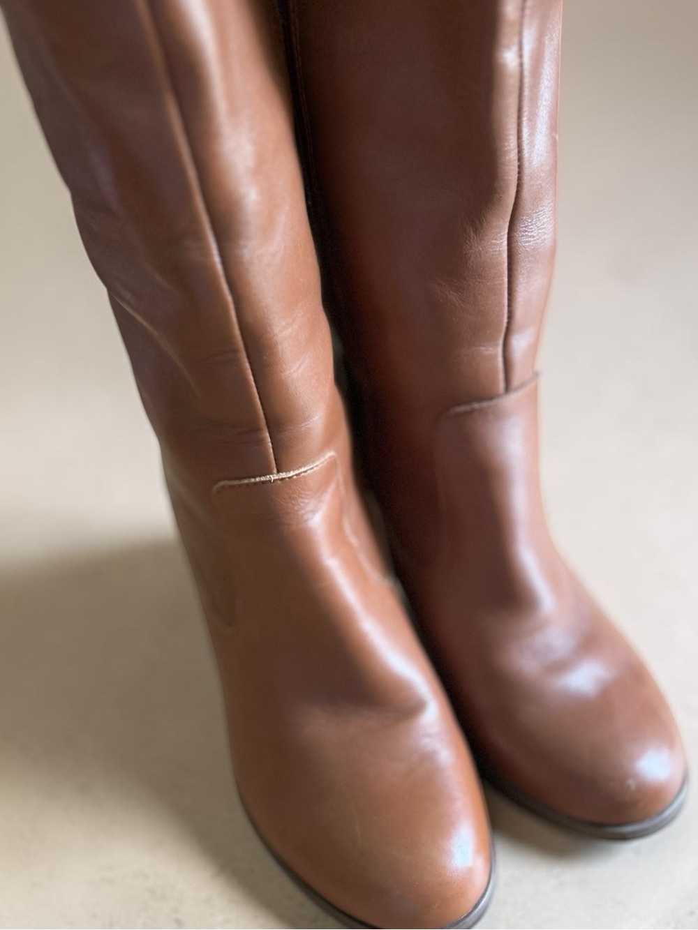 Tommy Hilfiger Mackenzie Women’s Tall Brown Cognac Leather Boots - Size 6.5 - Picture 5 of 6
